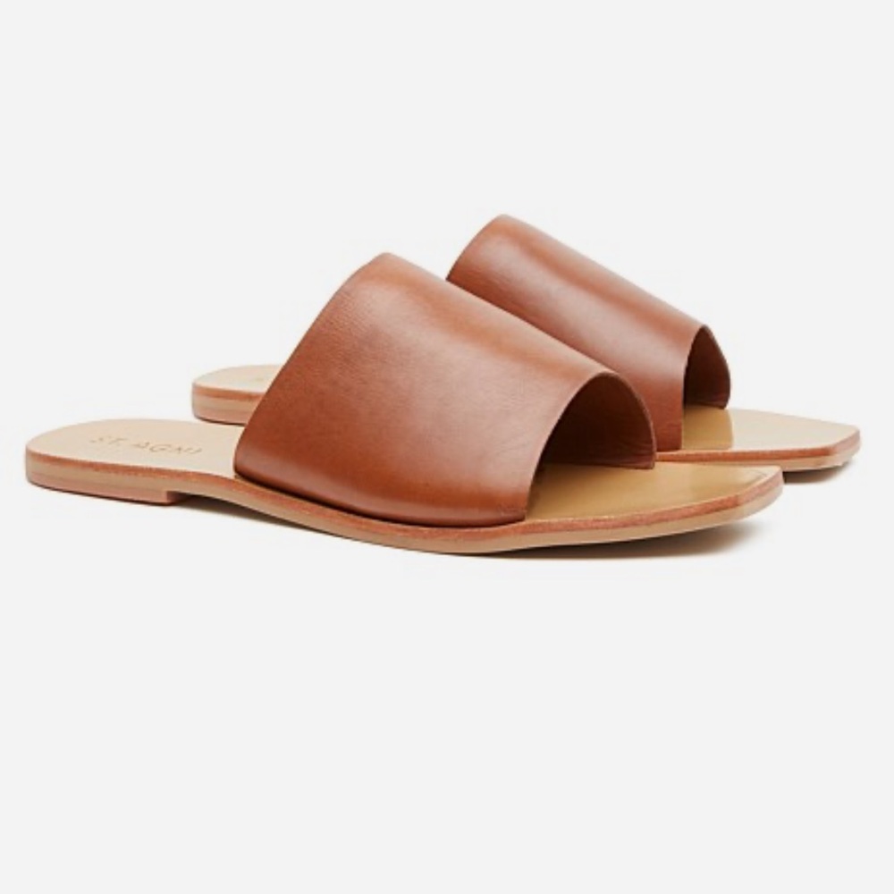 St. Agni Margot Slide in Brown Leather